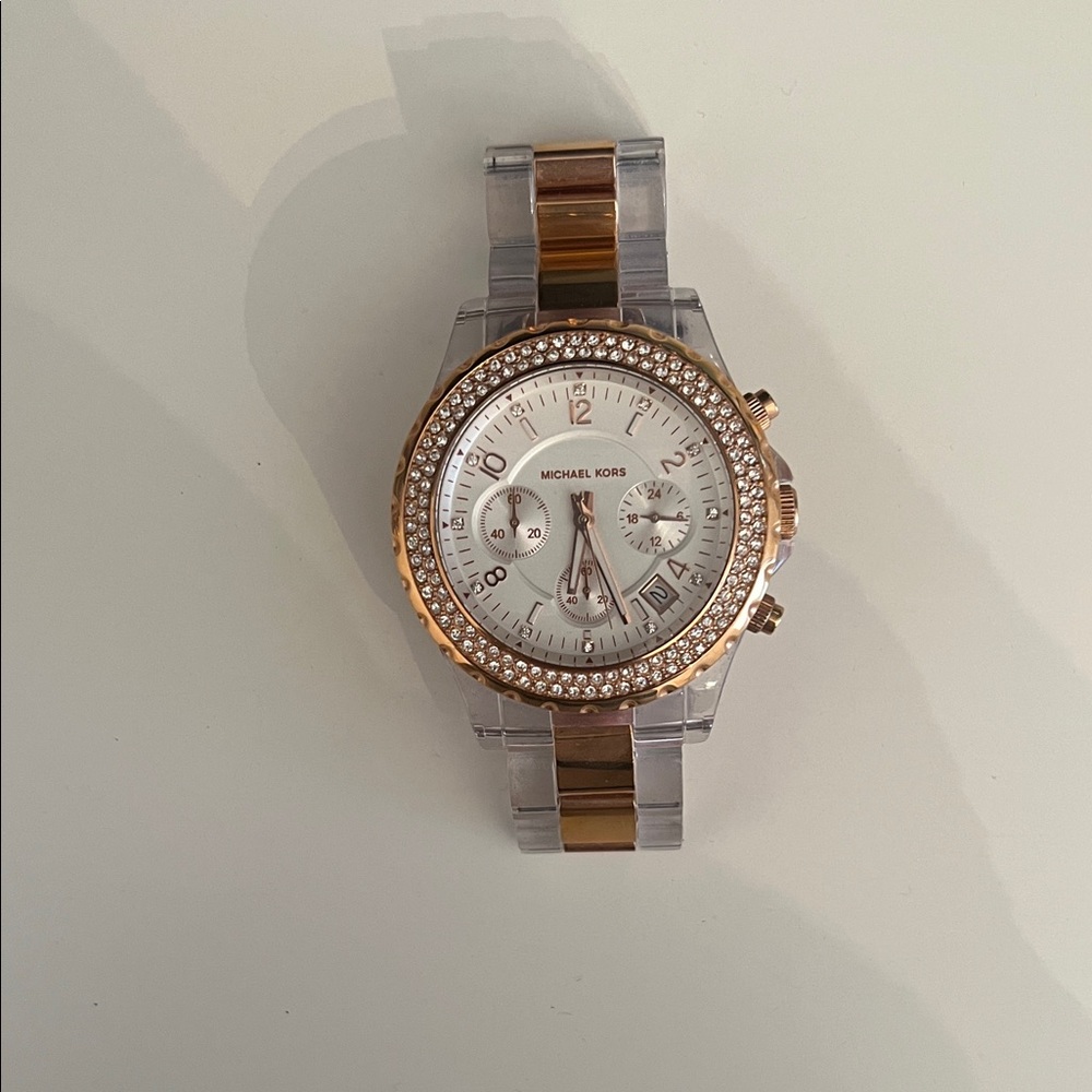 Michael Kors Women's Rose Gold and Silver Watch
